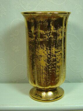 Vintage Stangl Pottery 22Kt. gold finish vase #2067-7.25" tall